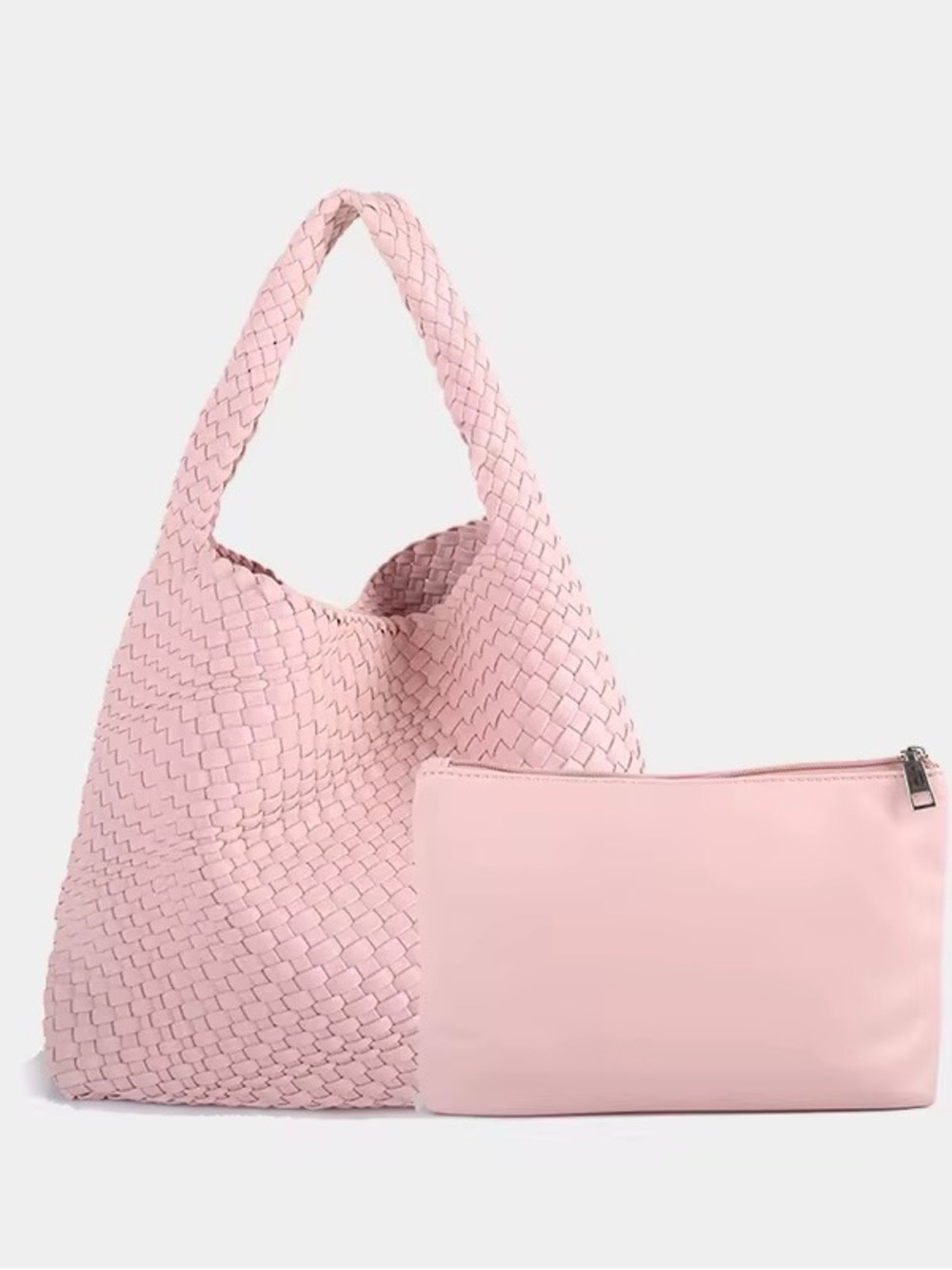 Blush pink wooven hobo bag